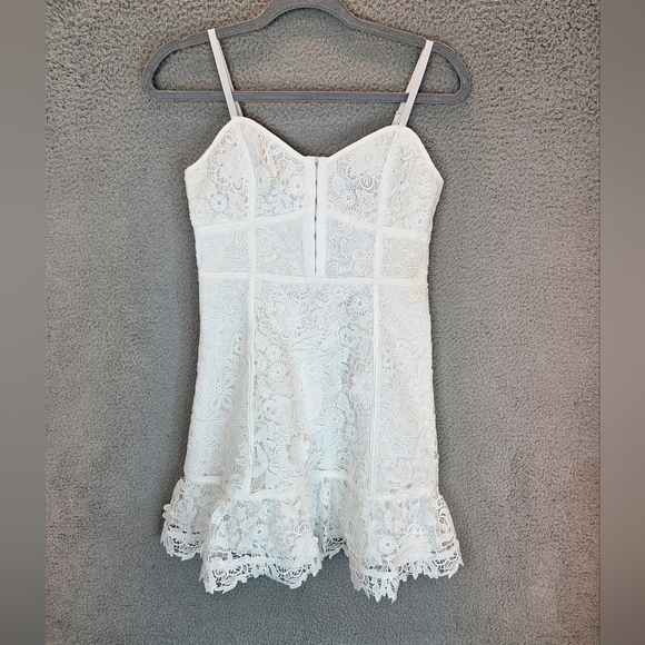 French Connection Binidari Womens White Lace Mini Dress Sz XS=4 Hookeye Front - Picture 2 of 13